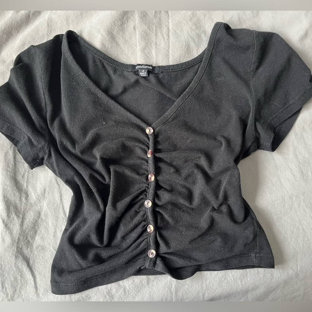 Ambiance Black Button-Down Women's Shirt